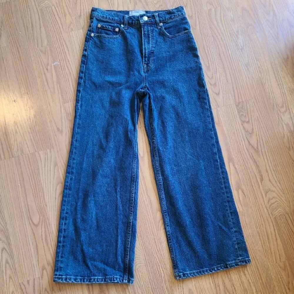 EVERLANE THE WAY-HIGH WIDE LEG FLARE ANKLE JEANS STRETCH ORGANIC COTTON DENIM 26 - Picture 2 of 6